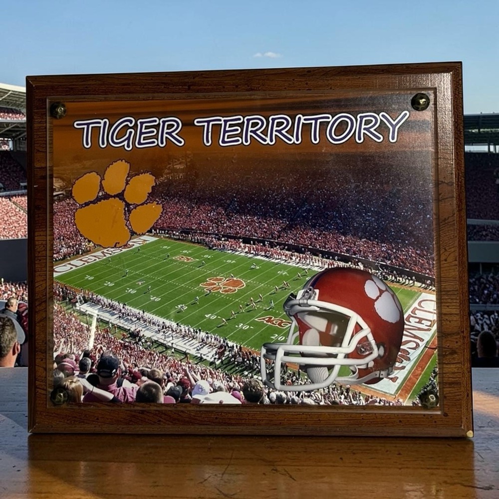 Clemson College Football Stadium Tiger Territory Wood Wall Photo Plaque Man Cave